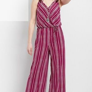 Sleeveless Purple/White Jumpsuit